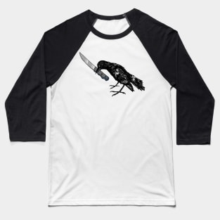 Crow with Knife Baseball T-Shirt